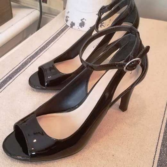 Franco Sarto Patent Leather Black High Heel Shoes - Picture 2 of 6